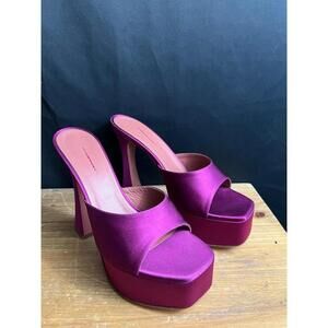 NWOB AMINA MUADDI Magenta Dalida Platform Mule Pumps/Heeled Sandals 38.5 US 8.5